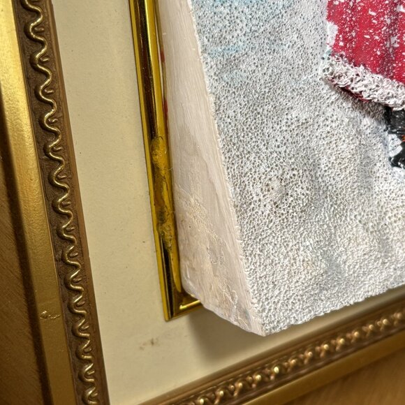 Vintage 3D Santa with Reindeer Framed Christmas Decor Textured Relief Wall Art - Picture 7 of 14